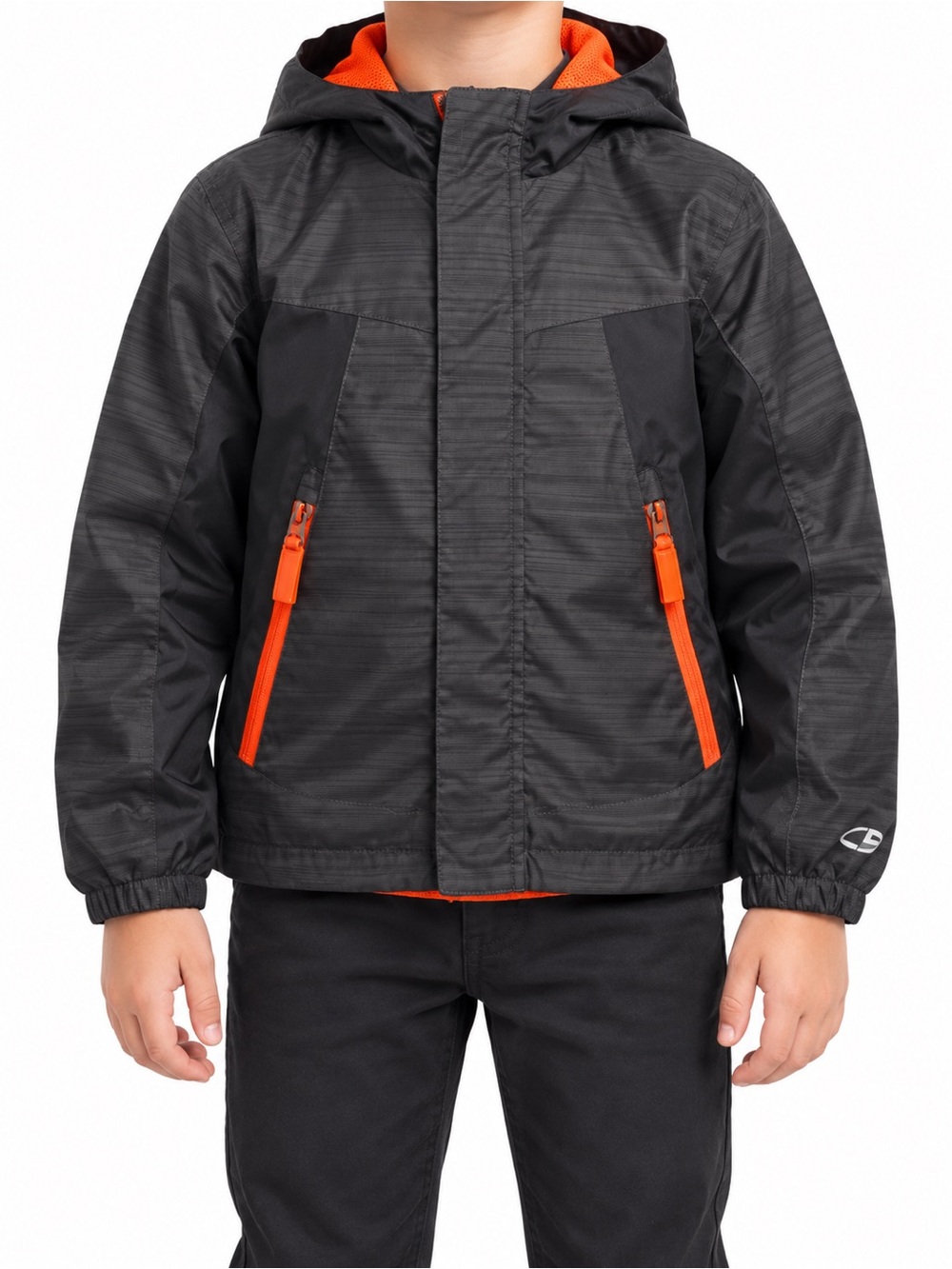 Champion Boys’ Hooded Jacket in Black & Orange | Size S (6–7)